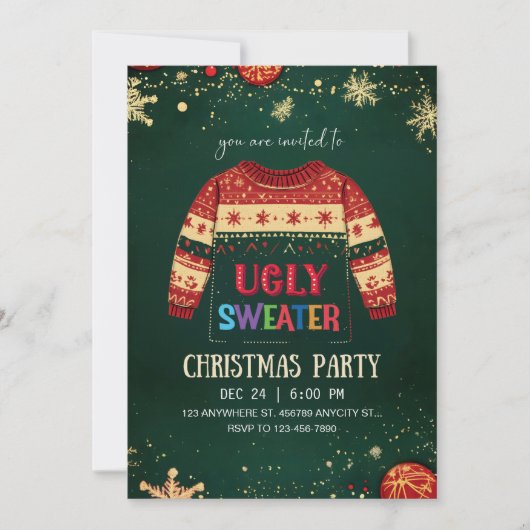Ugly Sweater Christmas Party Invitation 招待状 (正面)