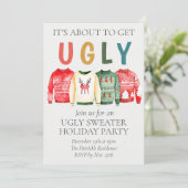 Ugly Sweater Christmas Party Invite シーズンカード (スタンド正面)