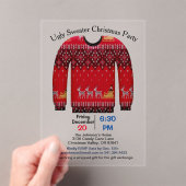 Ugly Sweater Christmas Party, Red with Deer アクリル招待状 (インサイチュ (ポータブル))