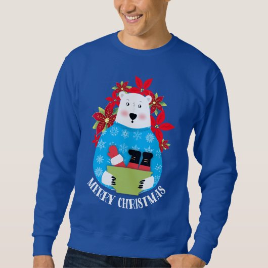 Ugly sweater Christmas polar bear eating Santa スウェットシャツ (正面)