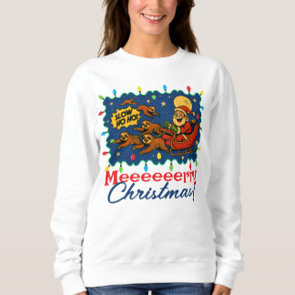 Ugly sweater Christmas Santa sleigh sloth reindeer スウェットシャツ