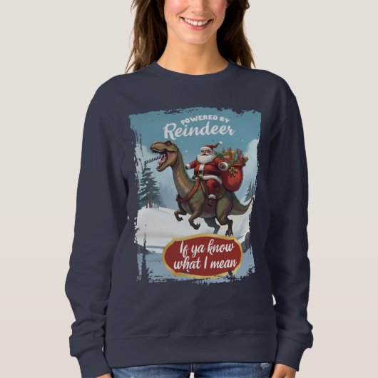 Ugly sweater Christmas Santa tyrannosaurus t-rex スウェットシャツ (正面)