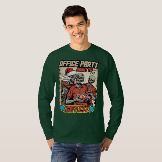 Ugly sweater Christmas zombies brains comic book Tシャツ (正面フル)