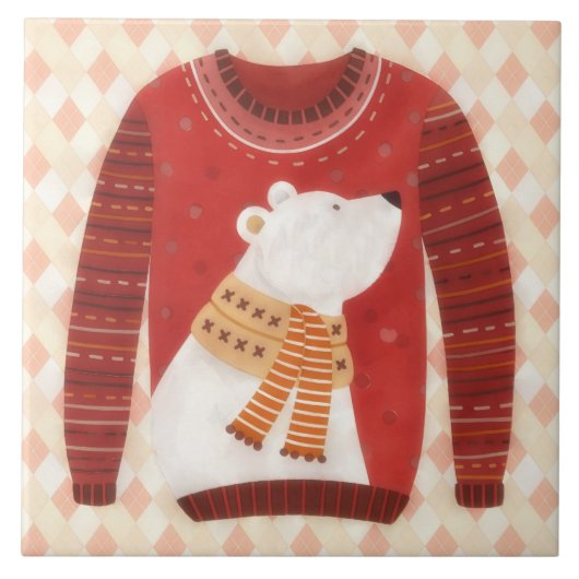 Ugly Sweater Fun Graphic Art Holiday Tile タイル (正面)