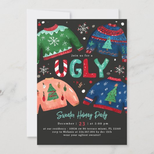 Ugly Sweater Holiday Party Invitation 招待状 (正面)
