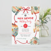 Ugly Sweater Holiday Party Watercolor 招待状 (スタンド正面)