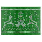 Ugly sweater jingle bells Christmas deers green  カッティングボード (正面)