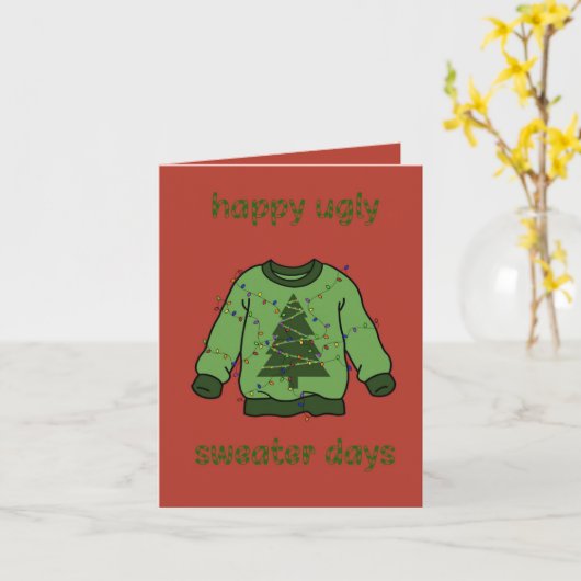 ‘Ugly sweater’ kerst カード (黄色い花)