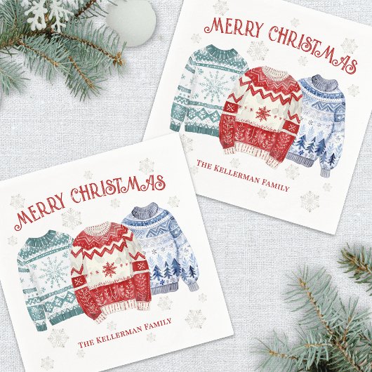 Ugly Sweater Merry Christmas Party スタンダードカクテルナプキン