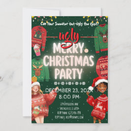 Ugly Sweater Merry Christmas Party Invitation 招待状