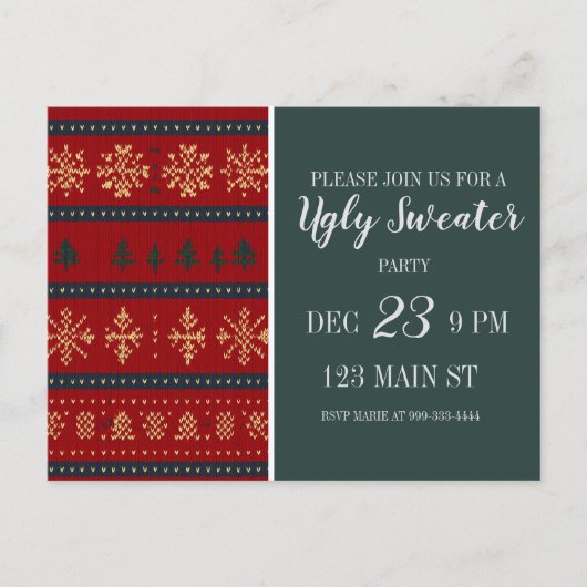 Ugly Sweater Party Invitation  ポストカード (正面)