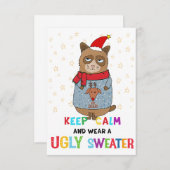 Ugly Sweater party invitation, Christmas party 招待状 (正面/裏面)