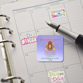 Ugly Sweater Party Reminder スクエアシール