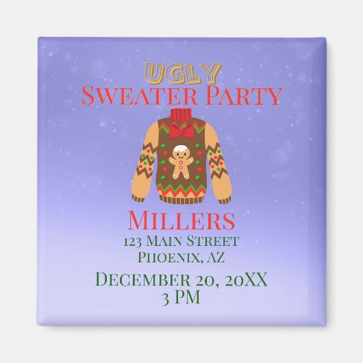 Ugly Sweater Party Reminder マグネット (正面)