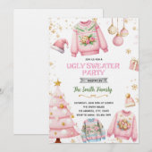Ugly sweater pink theme invitation 招待状 (正面/裏面)