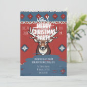 Ugly Sweater Reindeer Christmas Party Invitation 招待状 (スタンド正面)