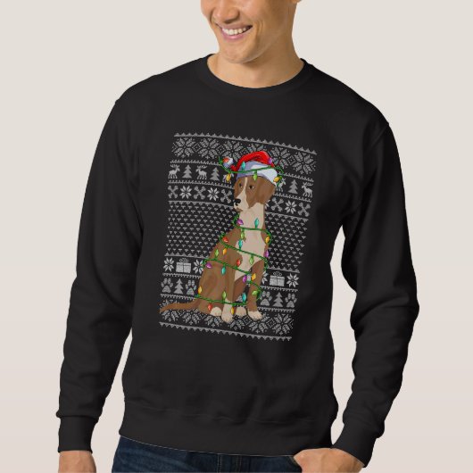 Ugly Sweater Style Xmas Light Santa Bloodhound Dog スウェットシャツ (正面)