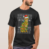Ugly Sweater Style Xmas Lights Santa Bengal Cat Ch Tシャツ (正面)