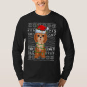 Ugly Sweater Style Xmas Lights Santa Cockapoo Dog  Tシャツ (正面)