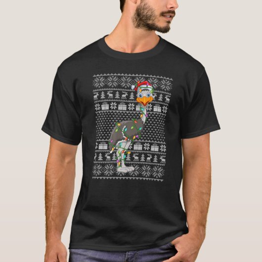 Ugly Sweater Style Xmas Lights Santa Emu Bird Chri Tシャツ (正面)