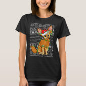 Ugly Sweater Style Xmas Lights Santa Fennec Fox Ch Tシャツ (正面)