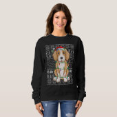 Ugly Sweater Style Xmas Lights Santa Foxhound Dog  スウェットシャツ (正面フル)