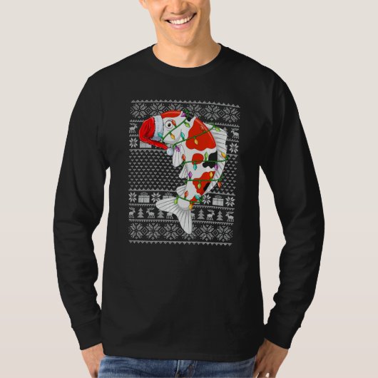 Ugly Sweater Style Xmas Lights Santa Koi Fish Chri Tシャツ (正面)