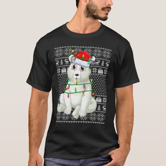 Ugly Sweater Style Xmas Lights Santa Polar Bear Ch Tシャツ (正面)