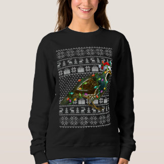 Ugly Sweater Style Xmas Lights Santa Quail Bird Ch スウェットシャツ