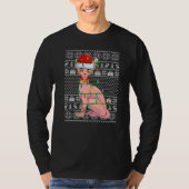 Ugly Sweater Style Xmas Lights Santa Sphynx Cat Ch Tシャツ (正面)