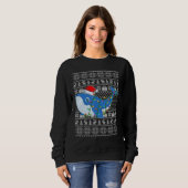 Ugly Sweater Style Xmas Lights Santa Whale Christm スウェットシャツ (正面フル)