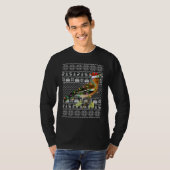 Ugly Sweater Style Xmas Lights Santa Wren Bird Chr Tシャツ (正面フル)