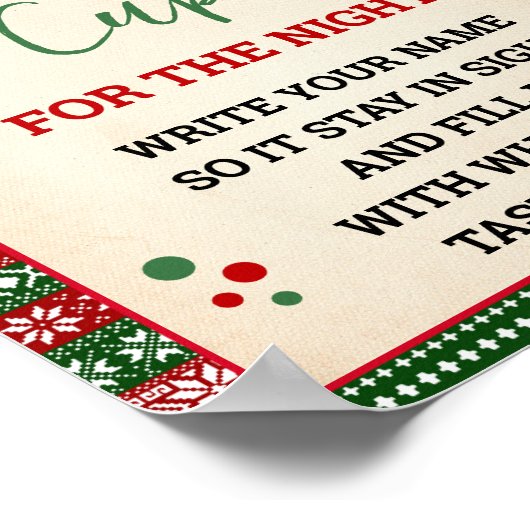 Ugly Sweater Take a Cup for the Night Sign ポスター (角)