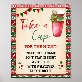 Ugly Sweater Take a Cup for the Night Sign ポスター
