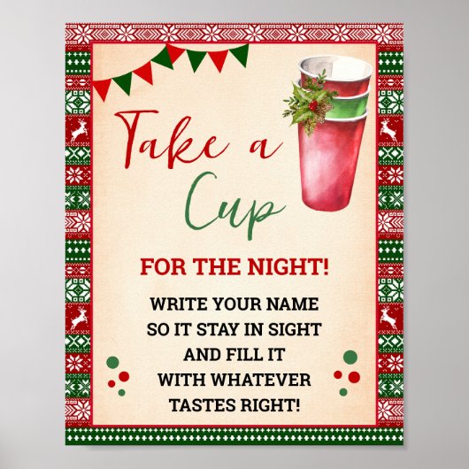 Ugly Sweater Take a Cup for the Night Sign ポスター (正面)