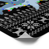 Ugly Sweater Xmas Lights Santa Hammerhead Shark Ch ポスター (角)