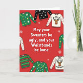 Ugly Sweaters Loose Waistbands Funny Christmas カード (正面)