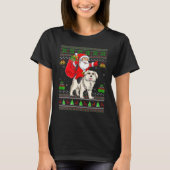 Ugly Xmas Santa Riding Great Pyrenees Dog Christma Tシャツ (正面)