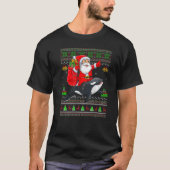 Ugly Xmas Santa Riding Orca Fish Christmas Tシャツ (正面)