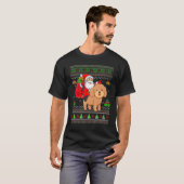 Ugly Xmas Santa Riding Toy Poodle Dog Christmas Tシャツ (正面フル)
