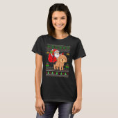 Ugly Xmas Santa Riding Toy Poodle Dog Christmas Tシャツ (正面フル)