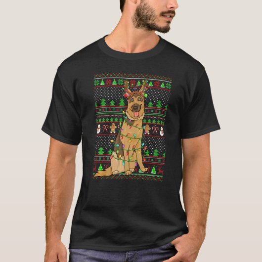 Ugly Xmas Sweater Style  Belgian Malinois Dog Chri Tシャツ (正面)