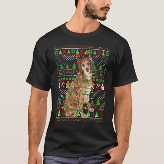 Ugly Xmas Sweater Style  Brittany Spaniel Dog Chri Tシャツ (正面)