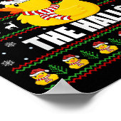 Ugly Xmas Sweater Style Funny Rubber Duck Christma ポスター (角)