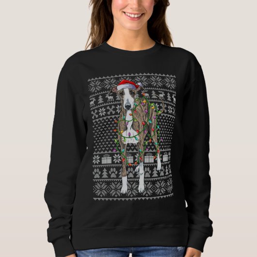 Ugly Xmas Sweater Style Italian Greyhound Dog Chri スウェットシャツ (正面)