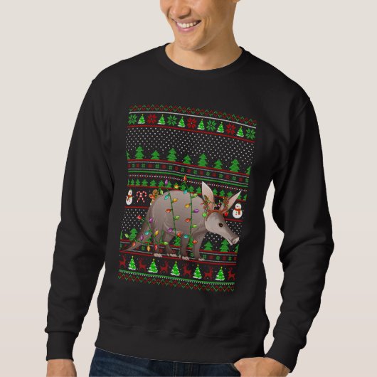 Ugly Xmas Sweater Style Lighting Aardvark Christma スウェットシャツ (正面)