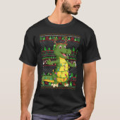 Ugly Xmas Sweater Style Lighting Alligator Christm Tシャツ (正面)