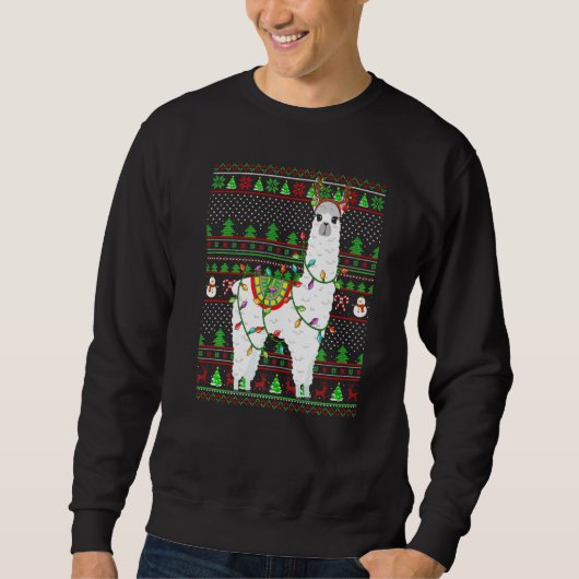 Ugly Xmas Sweater Style Lighting Alpaca Christmas  スウェットシャツ (正面)