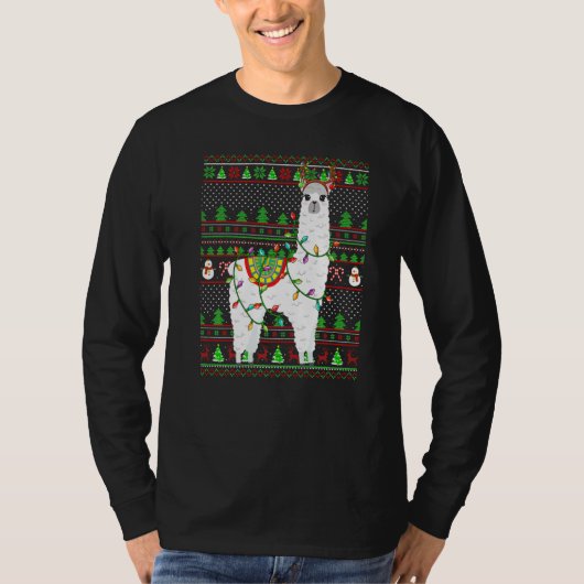 Ugly Xmas Sweater Style Lighting Alpaca Christmas  Tシャツ (正面)