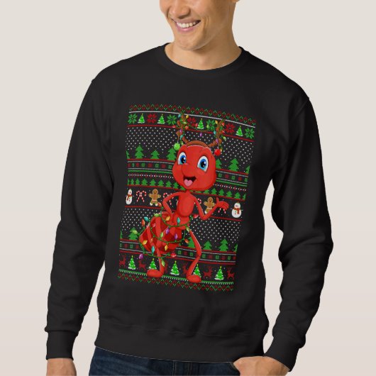 Ugly Xmas Sweater Style Lighting Ant Christmas スウェットシャツ (正面)